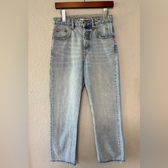 Zara High Rise‎ Straight Leg Light Wash Jeans Size 4 - Picture 3 of 8